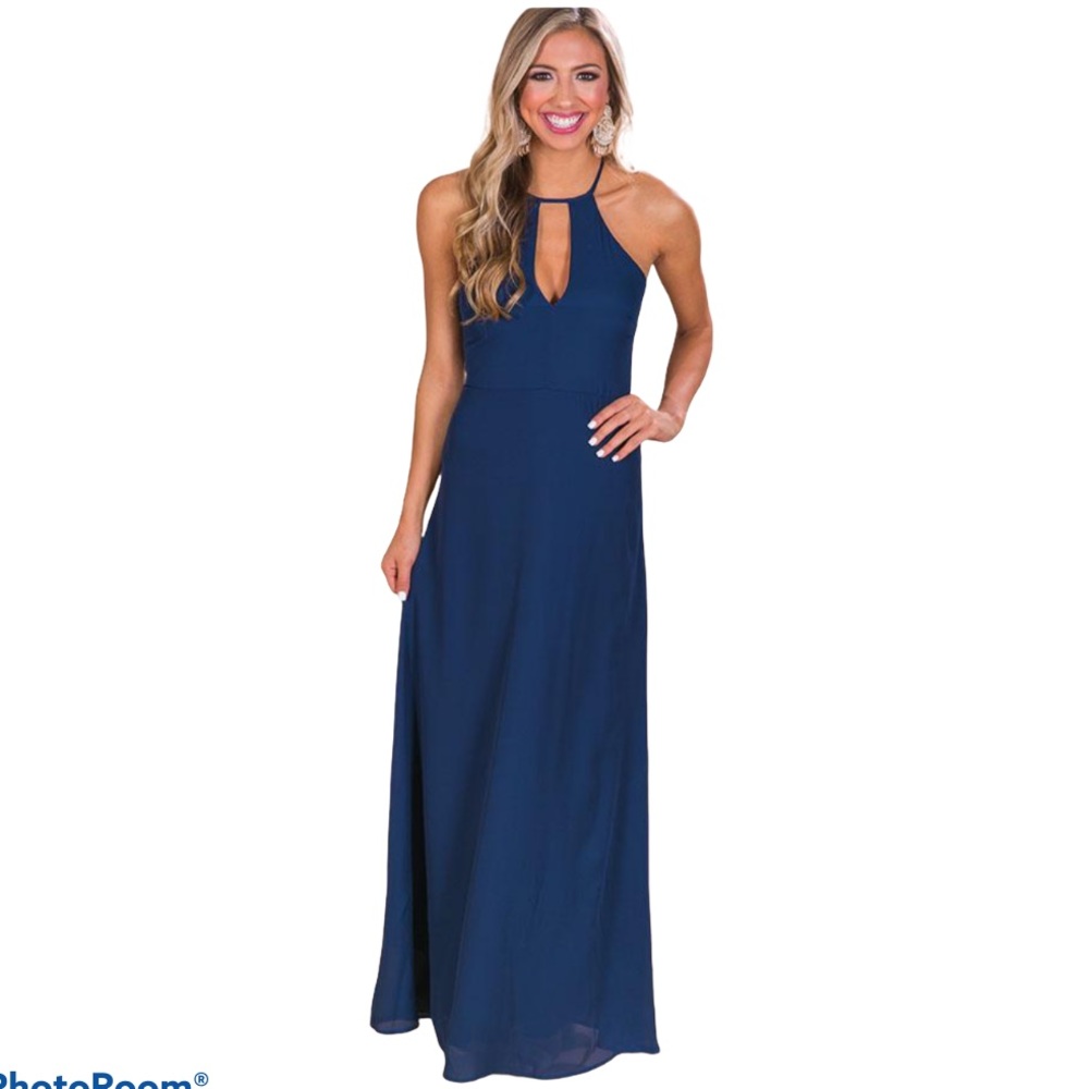 LULUS Navy Blue Elegant Maxi Dress